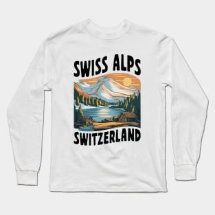 Swiss Alps Switzerland. Retro Long Sleeve T-Shirt